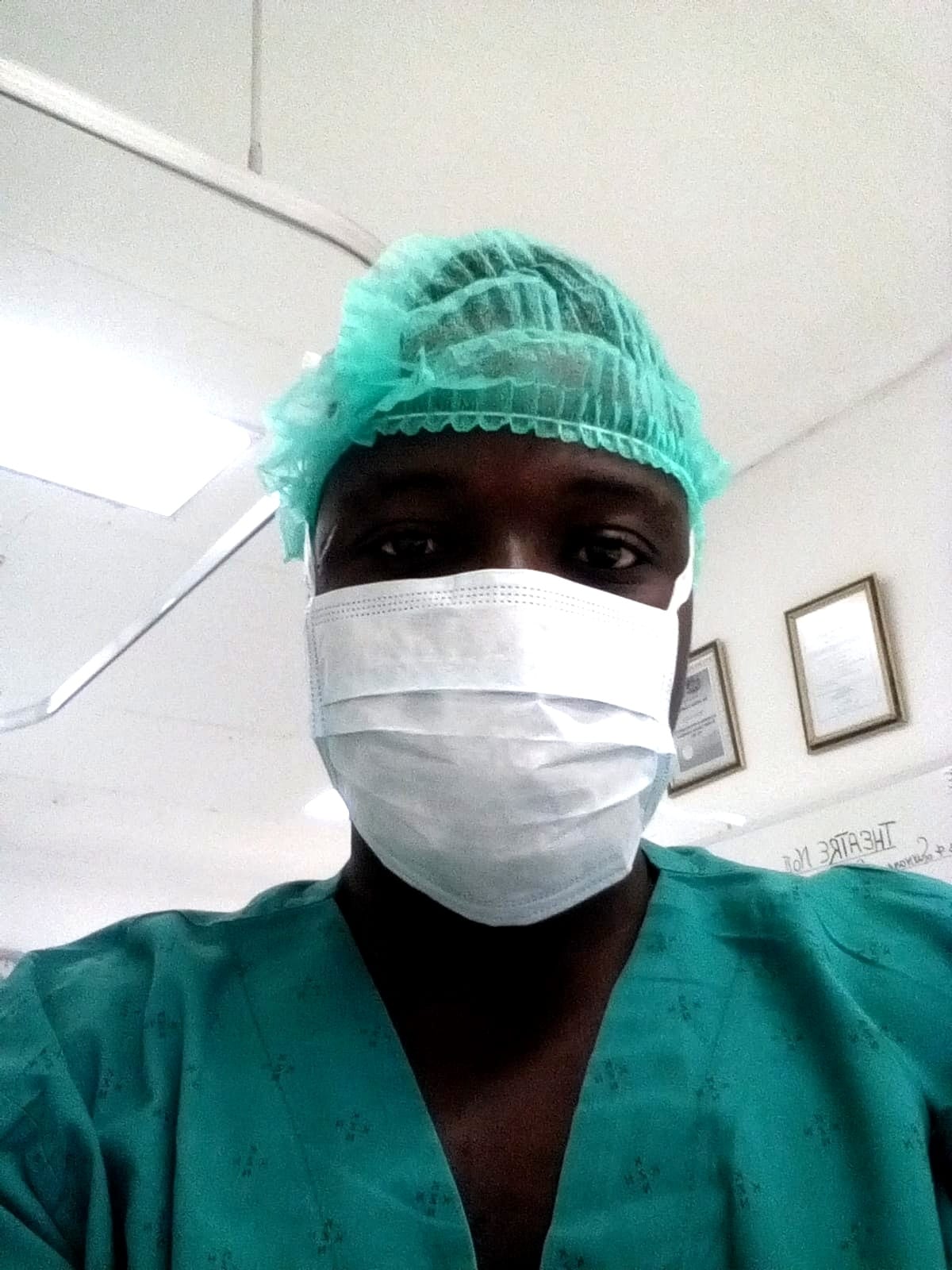 Dr Nyiko E Vukeya in theatre scrubs at his Giyani practice